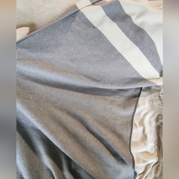 Sundance Wool Blend Fringed Poncho Open Knit Striped Cape One Size Bohemian - Picture 6 of 11